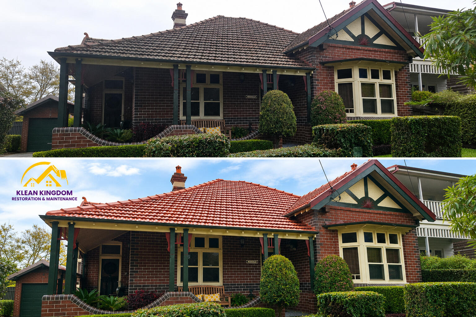 Sandstone wall cleaning and restoration in Marrickville, Sydney — years of dirt and grime removed, natural stone colour restored Sandstone wall cleaning and sealing in Marrickville, Sydney, restoring natural stone colour and protecting against weathering